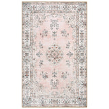 Lahome Boho Pink Area Rug 3x5', Floral Kids Rugs for Girls Room Bedroom Playroom, Washable Non Slip Flower Bathroom Mat Carpet for Nursery Entryway Bedside Indoor Floor Home Decor, Peach