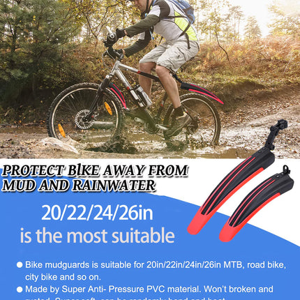 Bike Fenders Front and Rear Adjustable Easy to Install Fit for 20"/22"/24"/26"/700cc MTB BMX Mountain Road Bicycle OVTSPO