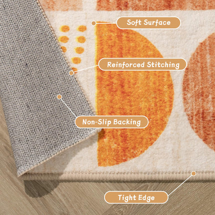 MUJOO 8x10' Area Rugs,Washable Rugs for Living Room Bedroom,Boho Large Throw Floor Carpet Non Slip Soft Modern Abstract Bohemian Orange