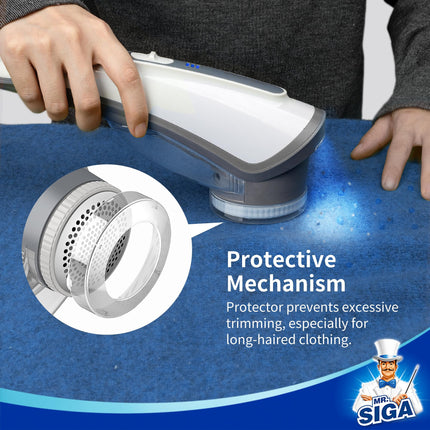MR.SIGA Rechargeable Electric Fabric Shaver and Lint Remover with 2 Speeds, Grey