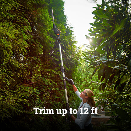 WORX WG252 20V 20" Cordless Hedge Trimmer, Reach Up to 12 Feet, Extended Pole, 180° Rotation Head, PowerShare