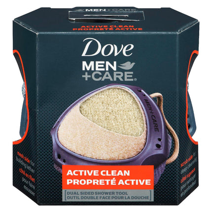Dove Men + Care Dual Sided Shower Tool for building lather and deep cleansing Active Clean body exfoliator for men 1 count