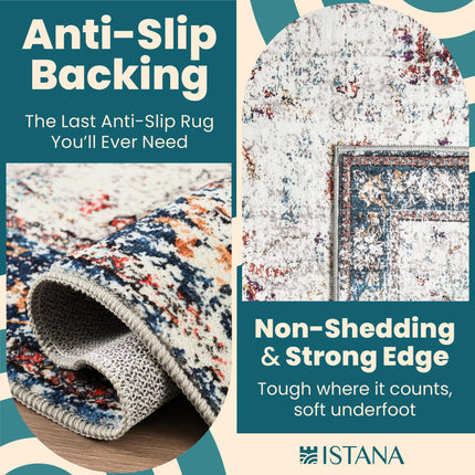 Istana Living Room Rugs 8x10 - Multi Colored Bedroom Rug 8x10 Under Bed - Foldable Rugs 8 X 10 Living Room - Stain Resistant Modern Rug - Eco-Friendly Luxe Weavers Colorful Area Rugs