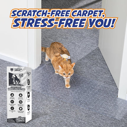 PANTHER ARMOR Carpet Protector Mat for Pets, for Deep Pile Carpet, Stop Cats from Scratching Carpets, Door Edge Protector, Plastic Runner Mat, 15.7” x 43.3”