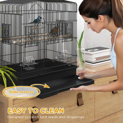 (New Open Box) PawHut 23" Large Bird Cage with Accessories, Handle, Black