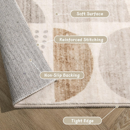 MUJOO 8x10' Area Rugs,Washable Rugs for Living Room Bedroom Dining Room,Large Boho Throw Floor Carpet Non Slip Soft Modern Abstract Bohemian Neutral Beige