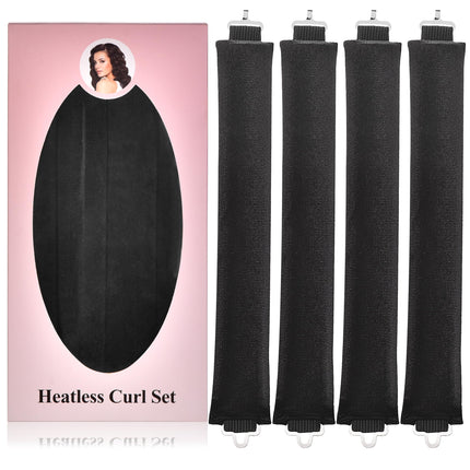 CEKEME 4pcs Heatless Blowout Curlers for Long Hair, Jumbo Flexi Soft Rods, Black