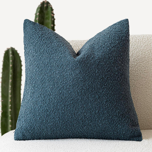 Foindtower 16x16" 1PC Textured Boucle Cushion Cover Accentuated Solid Color Neutral Soft Cozy Couch Cushions for Chair Sofa, Night Fall X0048BJ0C7