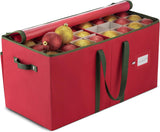 Large Christmas Ornament Storage Box with Dual Zipper Closure 25.5 x 12.7 x 13.5 inches