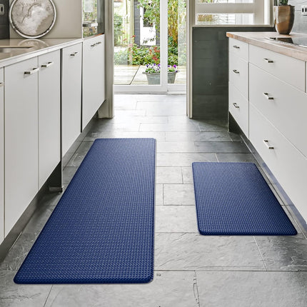 Homergy Anti Fatigue Kitchen Mats for Floor 2 Piece Set, Memory Foam Cushioned Rugs, Comfort Standing Desk Mats for Office, Home, Laundry Room, Waterproof & Ergonomic, 44x77 cm and 44x150 cm