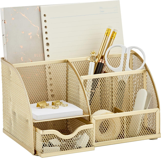 Annova Mesh Desk Organizer Office Multifunctional Organizer (Gold)