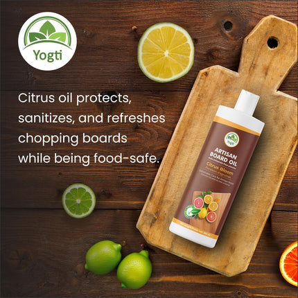 YOGTI Artisan 360ml – Food Grade Oil with Natural Citrus Scent – Conditions & Protects Wood & Bamboo – For Butcher Blocks, Boards, Utensils Cutting Board Oil, Citrus Bloom