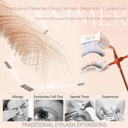 SIMER Dual Magnetic Eyelashes Soft 6-11mm False Lashes Natural Look 3D Mink Lash Extension Cat Eye Lashes Fluffy Self Adhesive Eyelashes