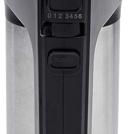 Amazon Basics 6-Speed Electric Hand Mixer with Dough Hooks, Beaters and Turbo Button, Black&Stainless steel