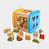 Wooden Multifunctional Activity Play Cube with Abacus, Xylophone, Shape Sorter | Preschool Early Educational Learning Toys for Child Kids Boys Girls