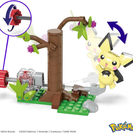 MEGA Pokémon Action Figure Building Toys Set, Pichu's Forest Forage with 84 Pieces, Motion and 1 Poseable and Buildable Character