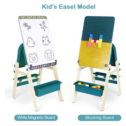 Arkmiido Children's Activity Play Tables with Easel, Storage, and Chair, 8-in-1 Multi-Building Block Table Desk for Toddlers that Transforms into a Board
