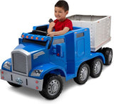 Semi-Truck and Trailer Ride-On Toy by Kid Trax Blue, Rig