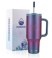40 Oz Tumbler with Handle and Straw Insulated Cup that Fits in Cup Holder for Hot & Cold Drinks Leak Proof Tumbler with Straw Stainless Steel Travel Mug for Men & Women - Violet