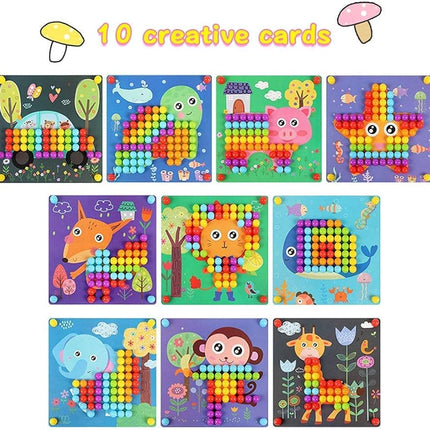 NUKied Mosaic Plug-in Game 3D with Gears, Mushroom Nails Puzzle Toy, Coloured Pegboard Game, Early Educational Plug-in Game for 2 3 4 5 Children, Puzzle Toy for Boys Girls Children (Pack of 180)