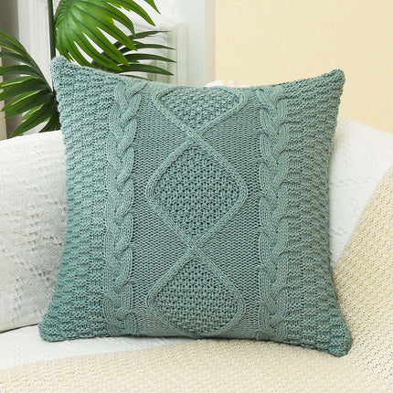 ANDUUNI 1PC Decorative Knitted Throw Pillow Cover Double-Cable Sweater Square Warm Cushion Cover for Sofa Bedroom Home Accent Decor
