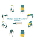 Children's Activity Play Tables with Easel, Storage, and Chair, 8-in-1 Multi-Building Block Table Desk for Toddlers that Transforms into a Board
