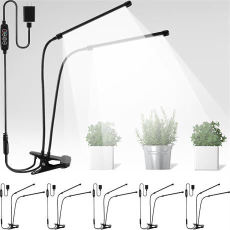VIHOSE 10 PACK ClipOn 6000K White LED Full Spectrum Plant Grow Light 2 HEAD