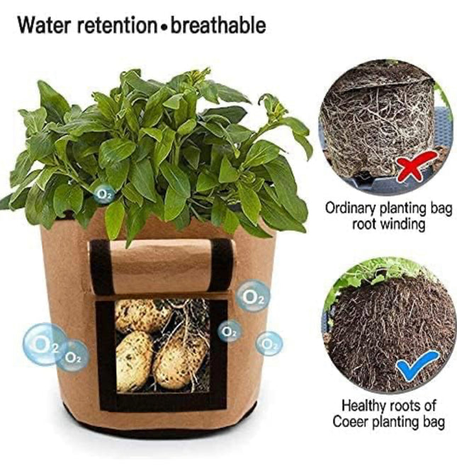 3 Pack 7 Gallon Grow Bags, Breathable Nonwoven Fabric Pots, Potato Grow Bag with Handles,Heavy Duty Thickened Vegetable/Flower/Plant Grow Bags(3 Color)