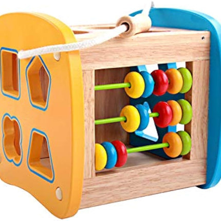 Wooden Multifunctional Activity Play Cube with Abacus, Xylophone, Shape Sorter | Preschool Early Educational Learning Toys for Child Kids Boys Girls