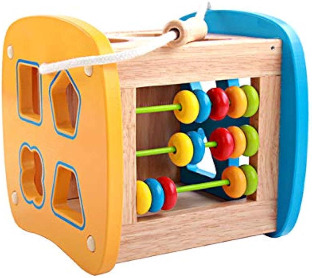 Wooden Multifunctional Activity Play Cube with Abacus, Xylophone, Shape Sorter | Preschool Early Educational Learning Toys for Child Kids Boys Girls