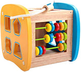 Wooden Multifunctional Activity Play Cube with Abacus, Xylophone, Shape Sorter | Preschool Early Educational Learning Toys for Child Kids Boys Girls
