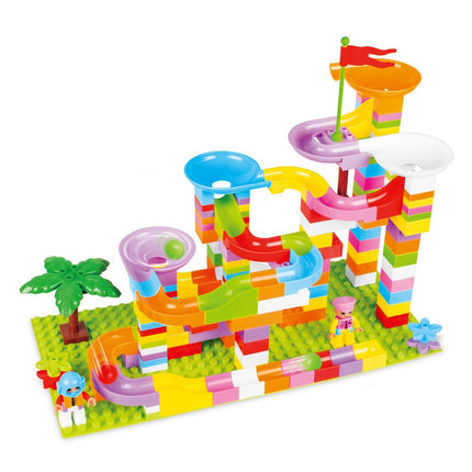 165 Pieces Plastic Construction Building Blocks Diy Assembly Race Track Toy Marble Run Blocks Toy Set for Kids