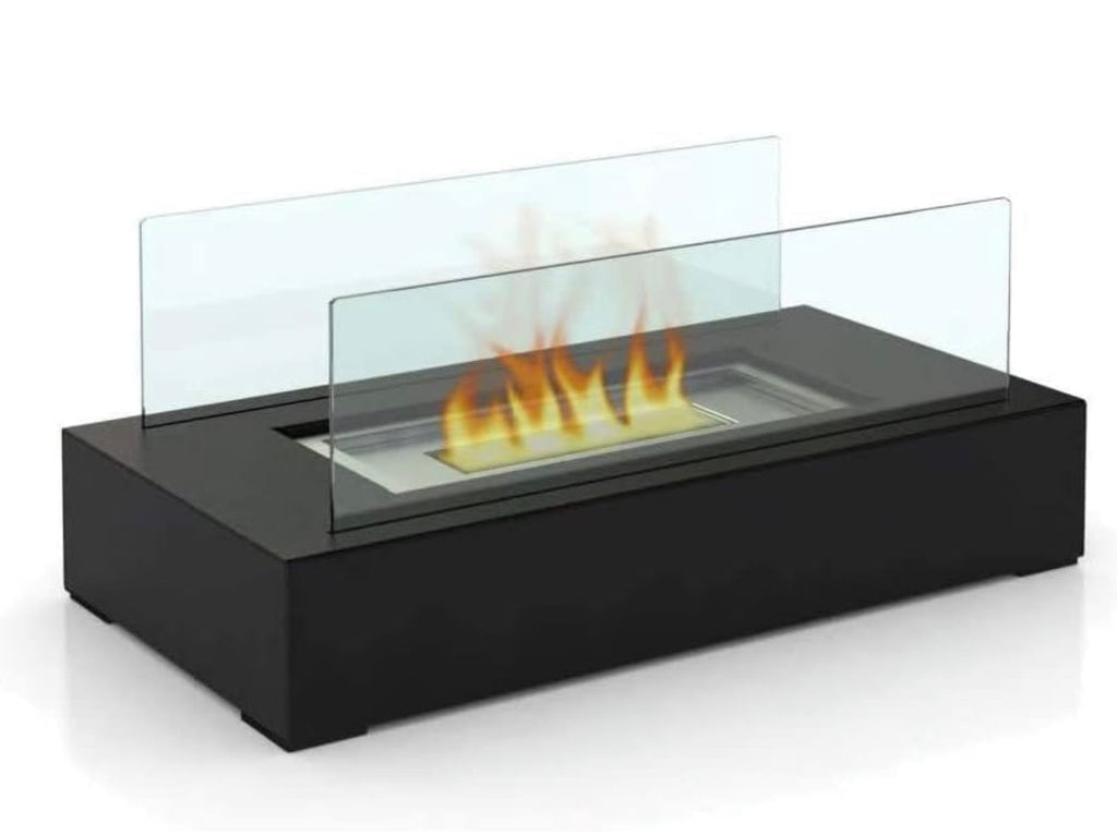 WJC Shop Fire Desire's Cubic bio Ethanol Fireplace, Table Top, Tempered Glass, Indoor Outdoor, Indoor/Outdoor Portable Smokeless Firepit, Black