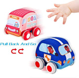 Car Toys Gifts for Toddlers, Kids Pull-Back Vehicle Set - Soft Baby Toy Set with 4 Cars and Trucks