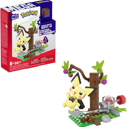 MEGA Pokémon Action Figure Building Toys Set, Pichu's Forest Forage with 84 Pieces, Motion and 1 Poseable and Buildable Character