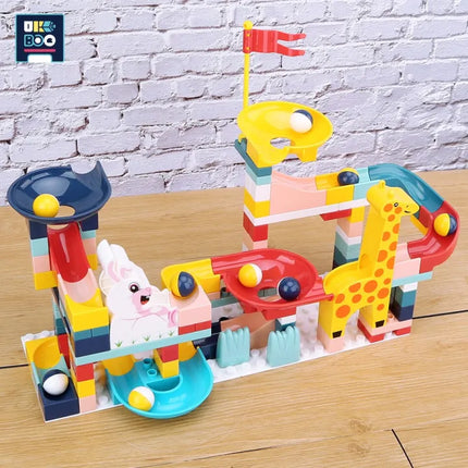 152CS Marble Run Race Track Slide DIY Building Blocks City Set Big Size Baseplate Funnel Bricks Educational Toys Children