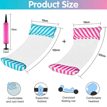 3 Pack Inflatable Pool Floats Hammock, Adults for Size Water Hammock Lounger, Multi-Purpose 4-in-1 Swimming Water Floating Rafts