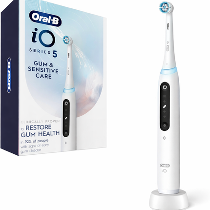 Oral-B iO Series 5 Gum & Sensitive Care Electric Toothbrush with (1) Brush Head, Rechargeable, White