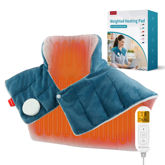 Comfytemp Weighted Heating Pad for Neck and Shoulders, FSA HSA Eligible, 19"x 22", Blue