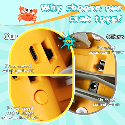 Baby Walking Crab, 1 Year Old Children's Toys, With Sound and Speed Adjustment Switch, USB Rechargeable, Gifts for Children from 6 Months to 5 Years (Green)