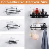 3-PACK Adhesive Bathroom Shower Caddy with Soap Holder