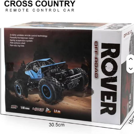ROVER Remote Control Rock Crawler Truck – 4WD RC Off-Road Vehicle with Shock Absorbers, Big Wheels, and Rechargeable Battery