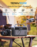 Portable Power Station 300W (600W Surge), 192Wh (60,000mAh) LiFePO4 Battery Backup, 300W AC Outlets, 5.5lbs Ultra-Light Power Bank Station, Solar Generator for Outdoor Camping, Home & Emergency