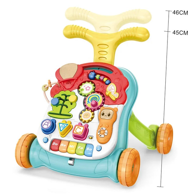 5 in 1 Multi-Function Baby Activity Table Walker Sit-to-Stand Learning Device with Light and Sound Cotton & Plastic Material