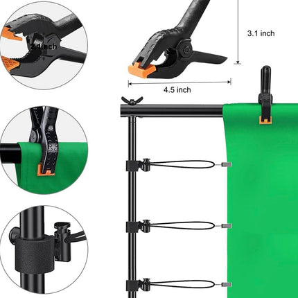 Backdrop Stand for Parties, 6.5x10ft Photo Background Support Banner Stand with 4 Spring Clamps, 2 Sandbag, 4 Backdrop Holder Clip for Parties, Baby Shower, Birthday