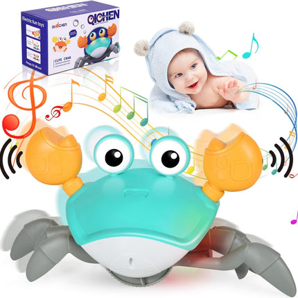 Baby Walking Crab, 1 Year Old Children's Toys, With Sound and Speed Adjustment Switch, USB Rechargeable, Gifts for Children from 6 Months to 5 Years (Green)
