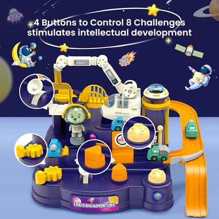 PATPAT® Car Toys for Kids Car Track Set for Kids Toys, Space Toys with 2 Mini Cars, Toddler Toys Interactive Car Toy, Educational Kids Learning Toy Astronaut Car Gift for 3-5-12 Years Old Boys Girls