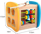 Wooden Multifunctional Activity Play Cube with Abacus, Xylophone, Shape Sorter | Preschool Early Educational Learning Toys for Child Kids Boys Girls