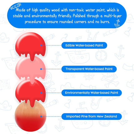 NUKied Montessori Toy from 3 Years, Xylophone and Hammer Game Toy from 2 Years, Model of a Pirate Ship Wooden Toy, Montessori Educational Toy for Girls Boys from 2 3 4 5 Years