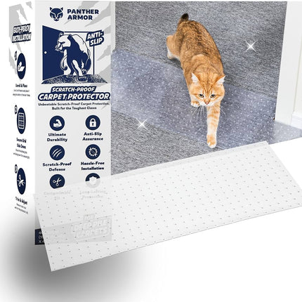 PANTHER ARMOR Carpet Protector Mat for Pets, for Deep Pile Carpet, Stop Cats from Scratching Carpets, Door Edge Protector, Plastic Runner Mat, 15.7” x 43.3”